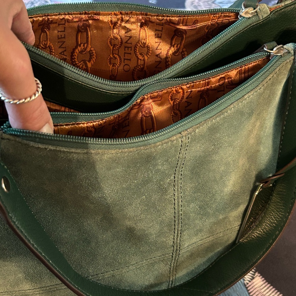 Tignanello Green Suede Women's Purse - Picture 5 of 9